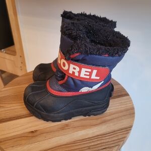 Sorel Kids' Commander Winter Boots Insulated Size 8 Navy And Red